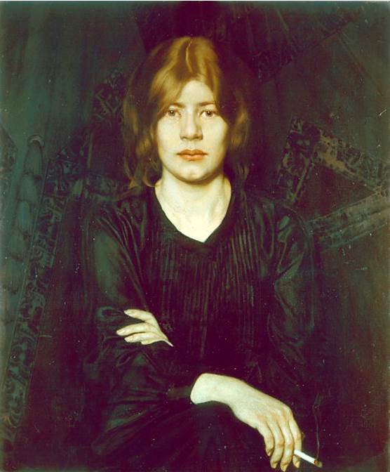 Woman mit Cigarette 1904 by Oskar Zwintscher (1870-1916)  Staatliche Kunstsammlungen Dresden Gal Nr 2690